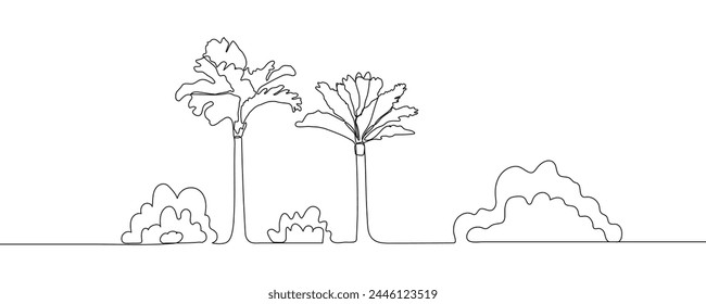 Single line drawing of palm tree. Travel illustration