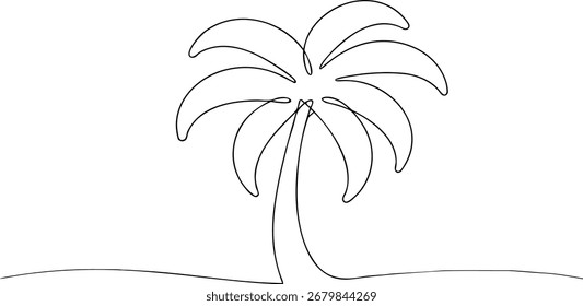 Single line drawing a palm tree a continous line art 