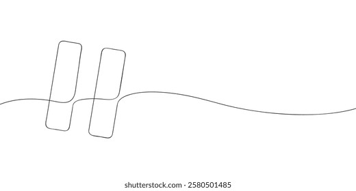 A single line drawing of a pause button. Continuous line stop media player icon. One line icon. Vector illustration.