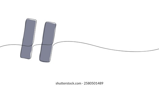 A single line drawing of a pause button. Continuous line stop media player icon in color. One line icon. Vector illustration.