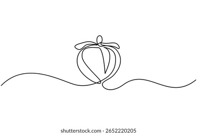 Dibujo de una sola línea de un melocotón, arte de frutas minimalista, boceto negro simple hecho de una línea aislada sobre fondo blanco, ilustración de Vector de albaricoque Concepto vegano