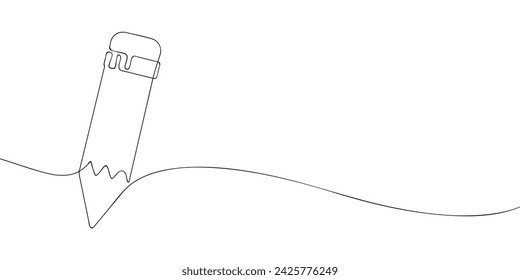 A single line drawing of a pencil. Continuous line pencil icon. One line icon. Vector illustration