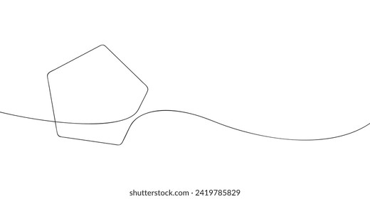 A single line drawing of a pentagon. Continuous line pentagon icon. One line icon. Vector illustration