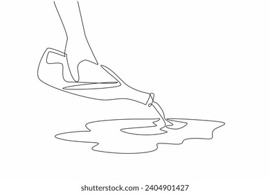 Single line drawing of people throw alcohol from bottles onto the floor. Dry January campaign for poster, advertising, banner, flyer, greeting card 