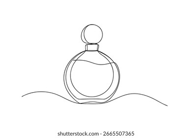 Línea única dibujando una botella de perfume
