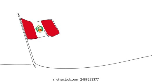 A single line drawing of a Peru flag. Continuous line Republic of Peru icon. One line icon. Vector illustration