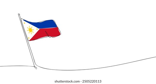 A single line drawing of a Philippines flag. Continuous line the Republic of the Philippines icon. One line icon. Vector illustration.