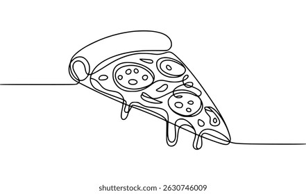 Single line drawing of a pizza slice