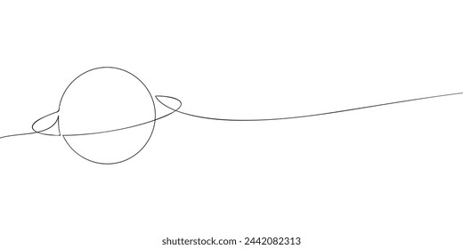 A single line drawing of a planet. Continuous line saturn icon. One line icon. Vector illustration