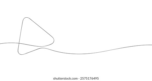 A single line drawing of a play button. Continuous line media player icon. One line icon. Vector illustration.