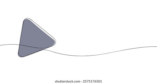 A single line drawing of a play button. Continuous line media player icon in color. One line icon. Vector illustration.
