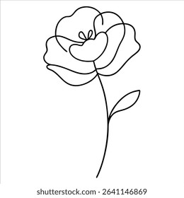 Single line drawing of poppy flower in artistic minimal style perfect for floral illustrations botanical prints vector decor and modern nature inspired artwork
