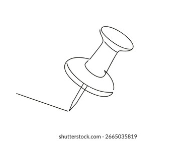 Single line drawing a push pin