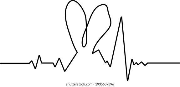 Dibujo de una sola línea, orejas de conejo. ilustración vectorial