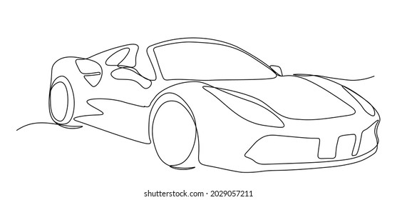 Single line drawing of racing and rallying luxury sporty car. Race super car vehicle transportation concept. One continuous line draw design