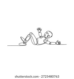 A single line drawing of a reclining figure in a relaxed pose