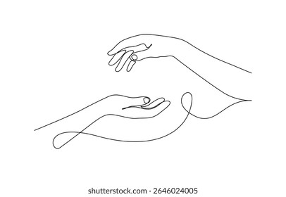 Single line drawing of romantic or helping concept, Single line drawing of romantic or helping concept. Minimalist sketch vector illustration.