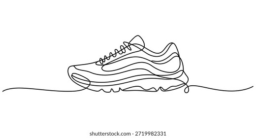 Dibujo de una sola línea de un Vector de zapatillas, ilustración