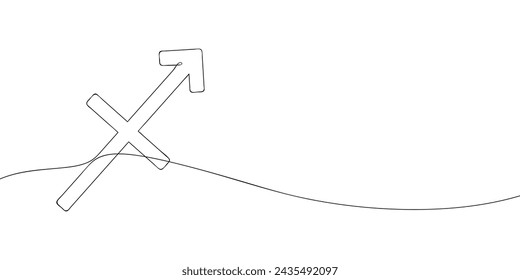 A single line drawing of a sagittarius. Continuous line sagittarius icon. One line icon. Vector illustration