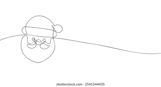 A single line drawing of a Santa Claus. Continuous line Father Christmas icon. One line icon. Vector illustration. 