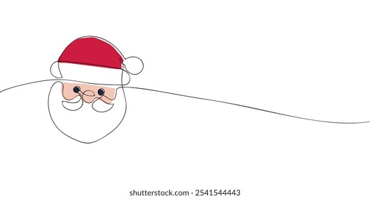 A single line drawing of a Santa Claus. Continuous line Father Christmas icon in color. One line icon. Vector illustration.