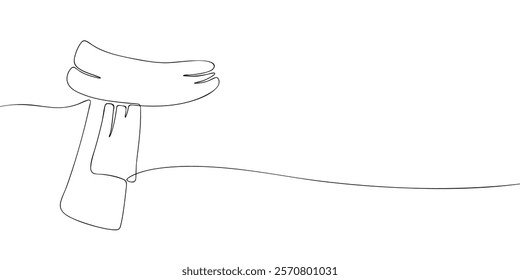 A single line drawing of a scarf. Continuous line scarf icon. One line icon. Vector illustration.