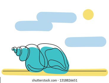 single line drawing of sea shell