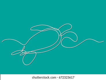 single line drawing of sea turtle swimming