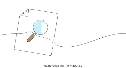 A single line drawing of a search file. Continuous line search program icon in color. One line icon. Vector illustration.