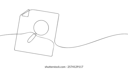 A single line drawing of a search file. Continuous line search program icon. One line icon. Vector illustration.