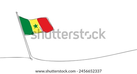 A single line drawing of a Senegal flag. Continuous line Republic of Senegal icon. One line icon. Vector illustration