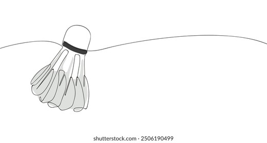 A single line drawing of a shuttlecock. Continuous line birdie icon. One line icon. Vector illustration.