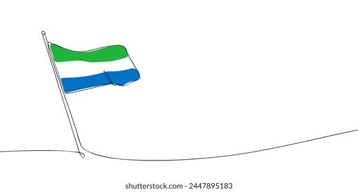 Eine einzige Linienzeichnung einer Flagge Sierra Leones. Kontinuierliche Linie Sierra Leone Symbol. Ein Zeilensymbol. Vektorillustration