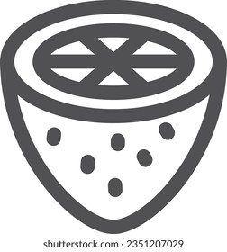 Single line drawing simple fruit icon lemon cross section