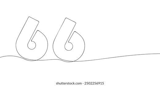 A single line drawing of a sixty six symbol. Continuous line sixty sixth number icon. One line icon. Vector illustration.