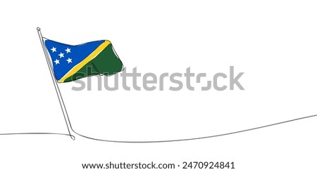 A single line drawing of a Solomon islands flag. Continuous line Solomons icon. One line icon. Vector illustration