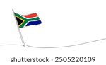 A single line drawing of a South Africa flag. Continuous line the Republic of South Africa icon. One line icon. Vector illustration.