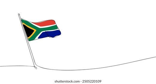 A single line drawing of a South Africa flag. Continuous line the Republic of South Africa icon. One line icon. Vector illustration.