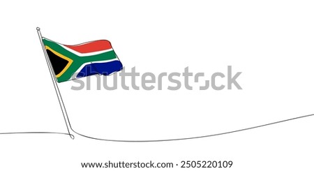 A single line drawing of a South Africa flag. Continuous line the Republic of South Africa icon. One line icon. Vector illustration.