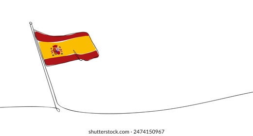 A single line drawing of a Spain flag. Continuous line Kingdom of Spain icon. One line icon. Vector illustration