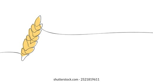 A single line drawing of a spikelet. Continuous line thanksgiving ear icon in color. One line icon. Vector illustration.
