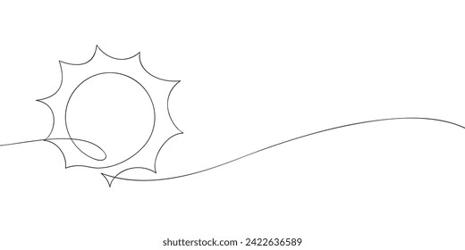 A single line drawing of a sun. Continuous linesun icon. One line icon. Vector illustration