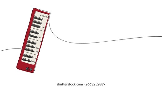 Single line drawing of a synthesizer. Colored continuous line synth icon. Vector illustration.
