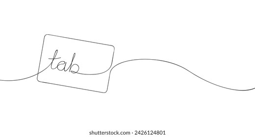 A single line drawing of a tab key. Continuous line tab button icon. One line icon. Vector illustration