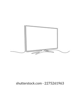 single line drawing television vector