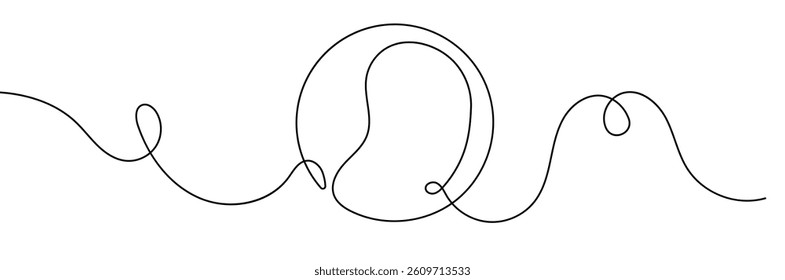 single line drawing of tennis ball. equipment one continuous line art, tennis ball continuous line. continuous one line drawing tennis ball. sport concept, illustration of tennis ball moving 