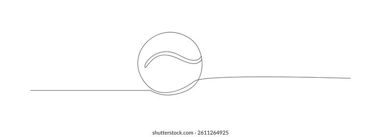 Single line drawing of tennis ball. equipment one continuous line art, Tennis ball continuous line. Continuous one line drawing tennis ball. Sport concept, Illustration of tennis ball moving  .EPS 10 