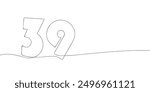 A single line drawing of a thirty nine symbol. Continuous line thirty ninth number icon. One line icon. Vector illustration.