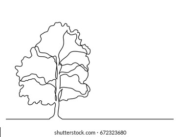 single line drawing of tree