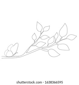 single line drawing of a tree branch